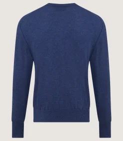 Men's Cashmere Seamless Crew Neck in Canvas Blue