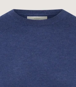 Men's Cashmere Seamless Crew Neck in Canvas Blue