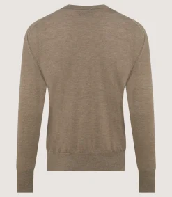Men's Cashmere Seamless Crew Neck in Taupe