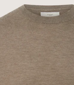 Men's Cashmere Seamless Crew Neck in Taupe