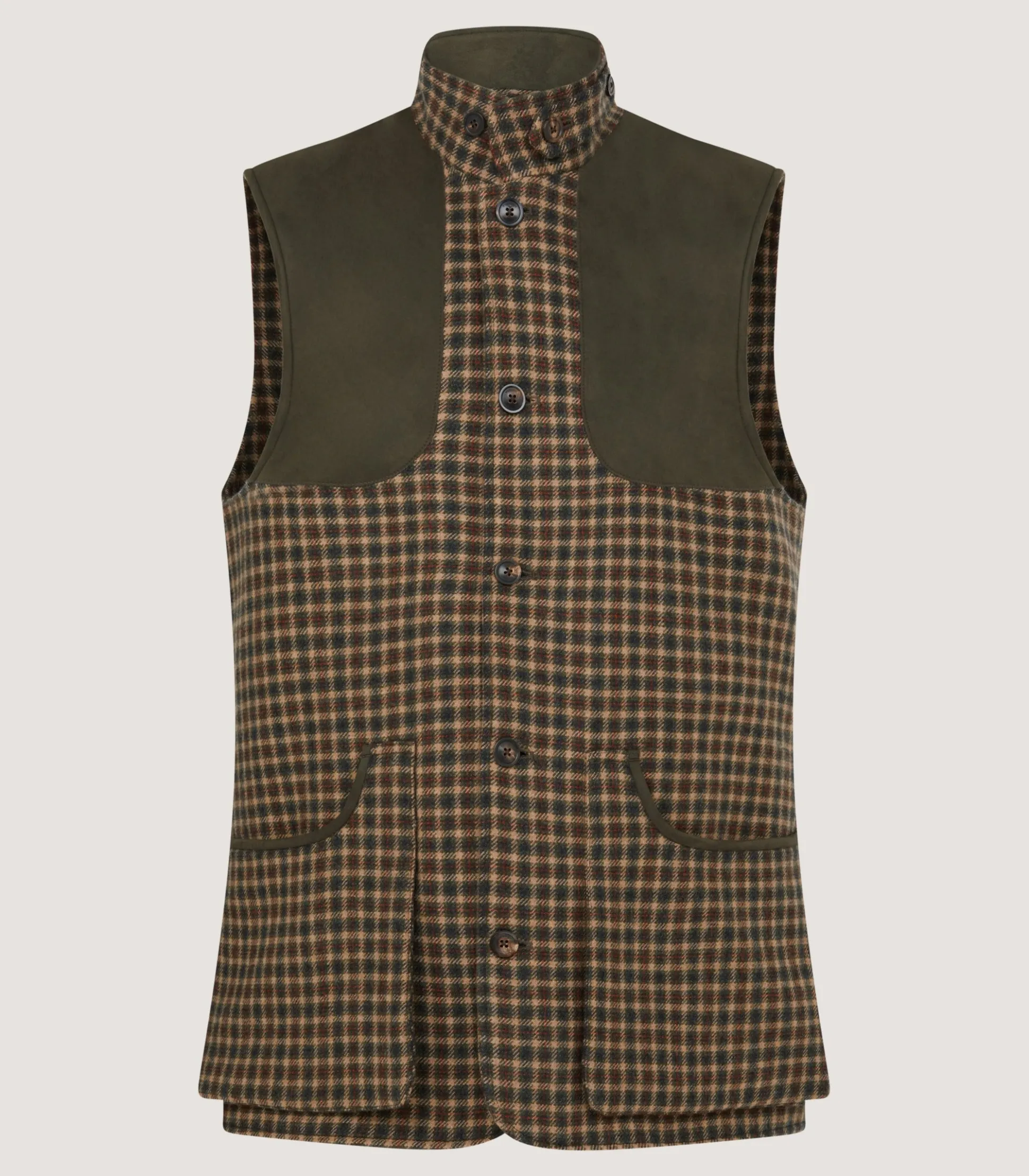 Men's Cashmere Tweed High Collar Sporting Vest in Langshaw