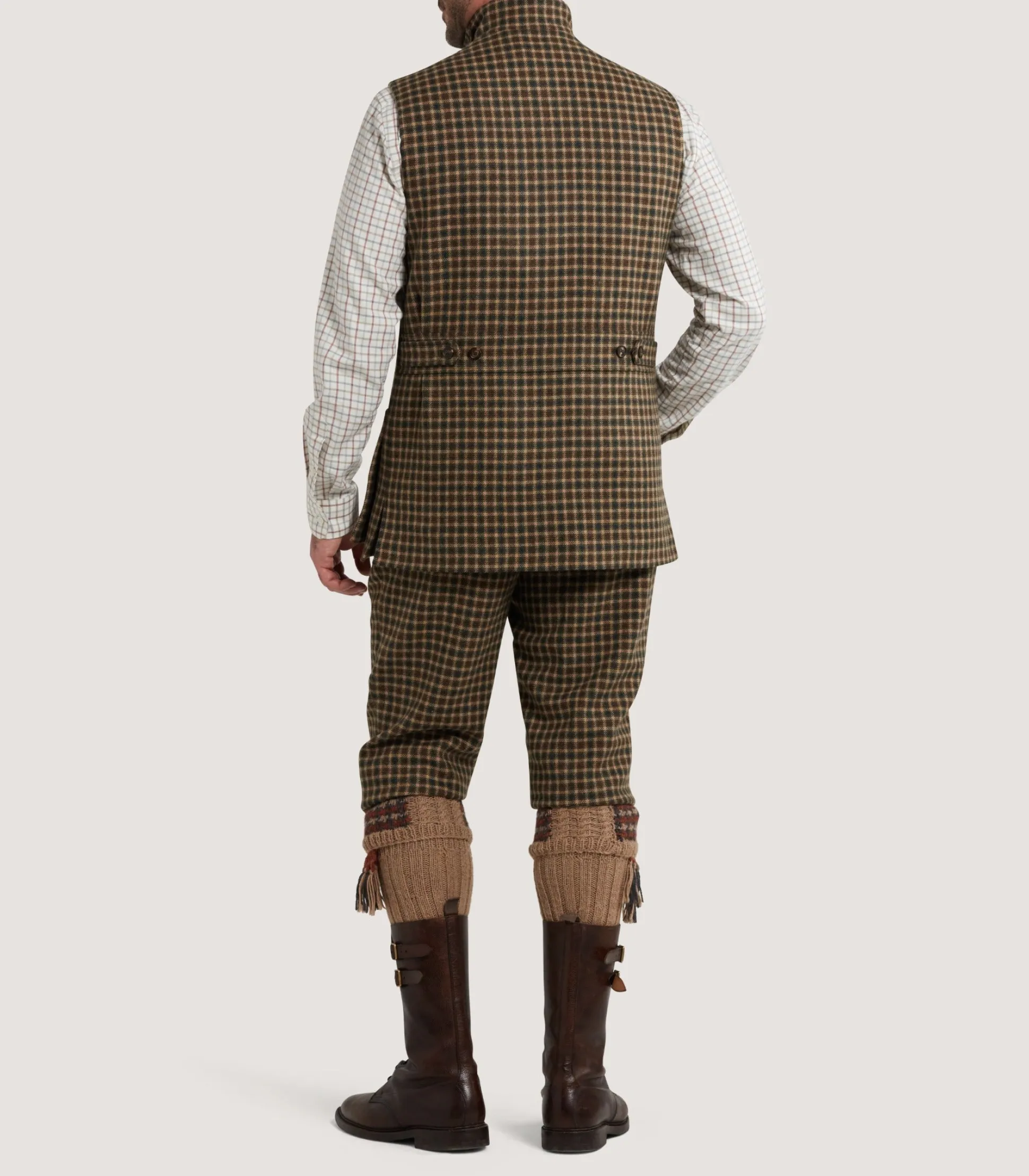 Men's Cashmere Tweed High Collar Sporting Vest in Langshaw