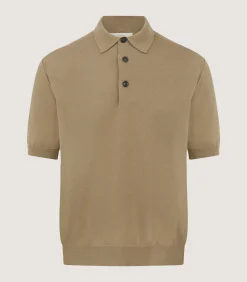 Men's Cotton Cashmere Fine Gauge Short Sleeve Polo in Twine