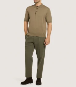 Men's Cotton Cashmere Fine Gauge Short Sleeve Polo in Twine