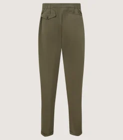 Men's Dark Olive Cotton Dart Front Trousers