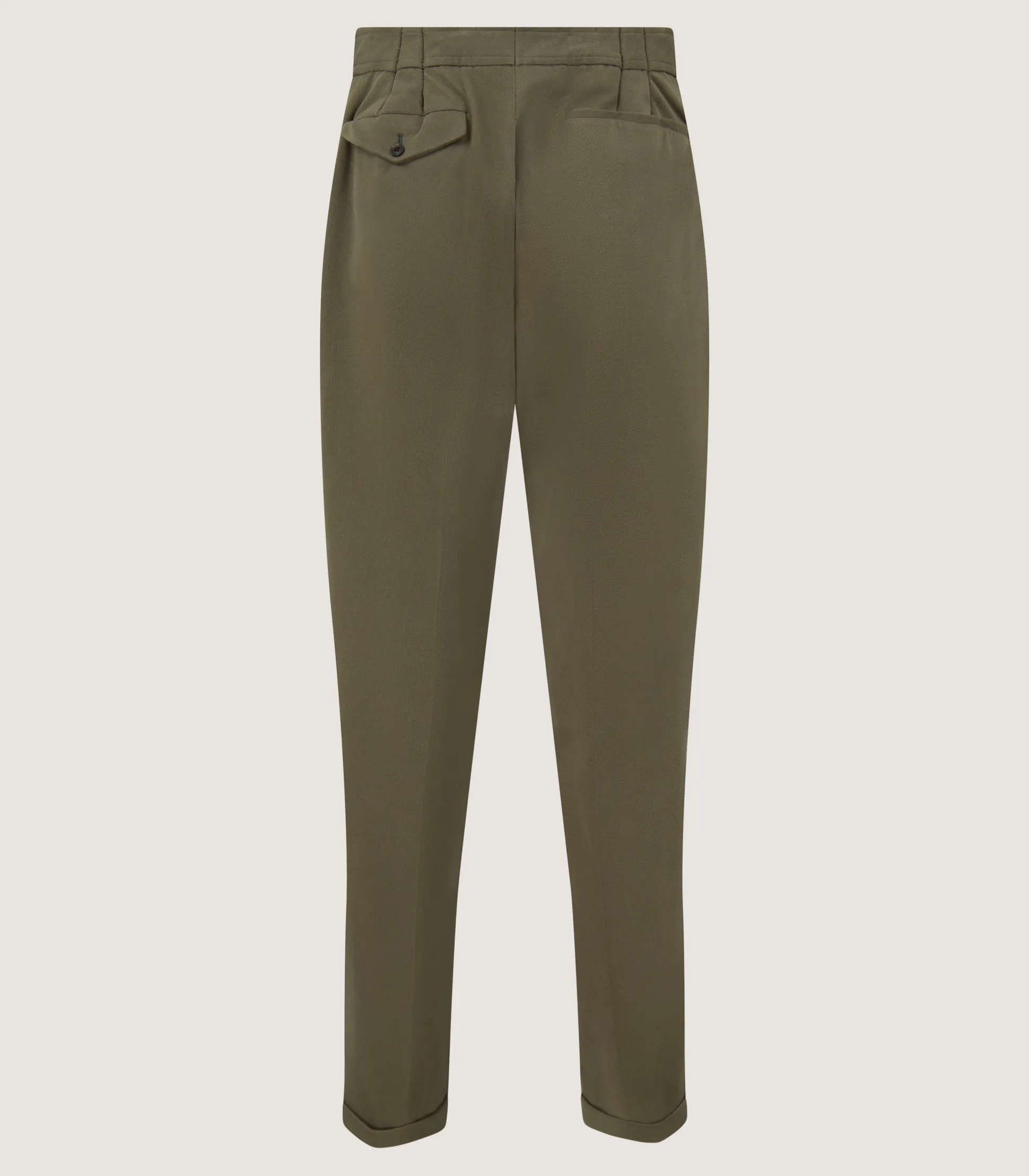 Men's Dark Olive Cotton Dart Front Trousers