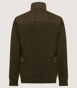 Men's Devonshire Nylon Quilted Zip Front Cardigan in Loden
