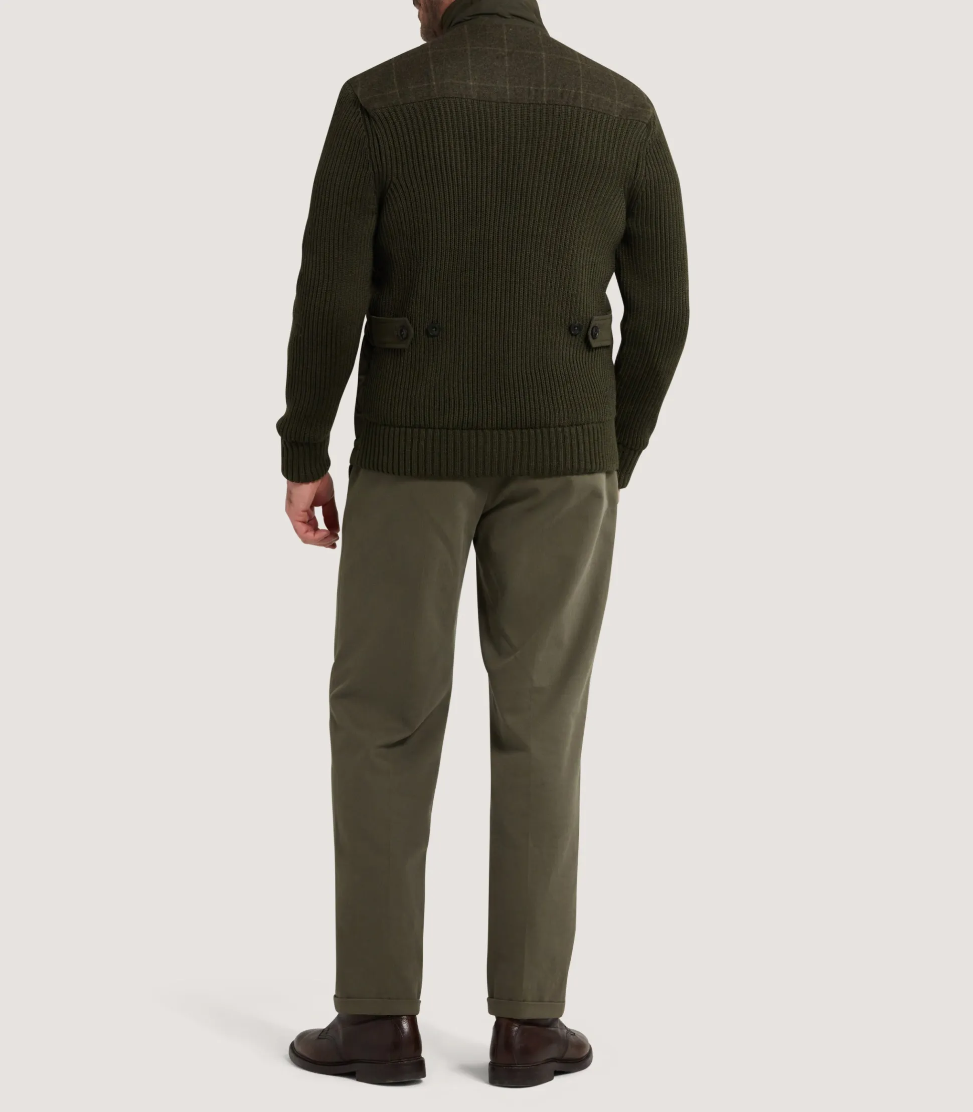 Men's Devonshire Nylon Quilted Zip Front Cardigan in Loden