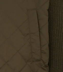Men's Devonshire Nylon Quilted Zip Front Cardigan in Loden