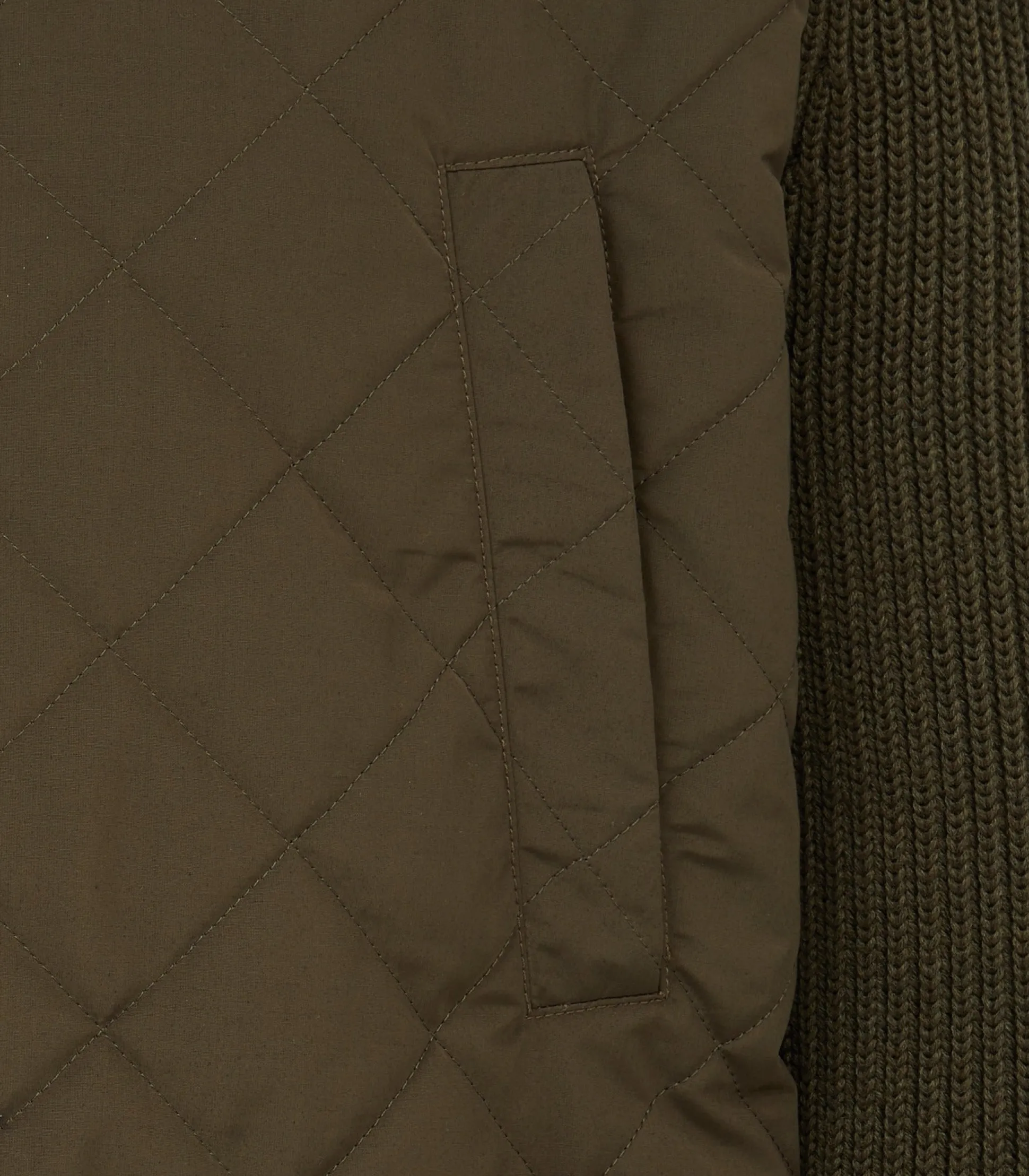 Men's Devonshire Nylon Quilted Zip Front Cardigan in Loden