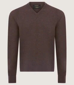 Men's Ensay British Outdoor V Neck Jumper in Oak