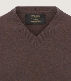 Men's Ensay British Outdoor V Neck Jumper in Oak