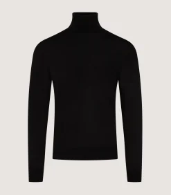 Men's Extra Fine Worsted Cashmere Seamless Turtleneck In Black