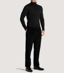 Men's Extra Fine Worsted Cashmere Seamless Turtleneck In Black