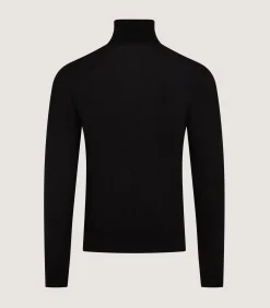 Men's Extra Fine Worsted Cashmere Seamless Turtleneck In Black