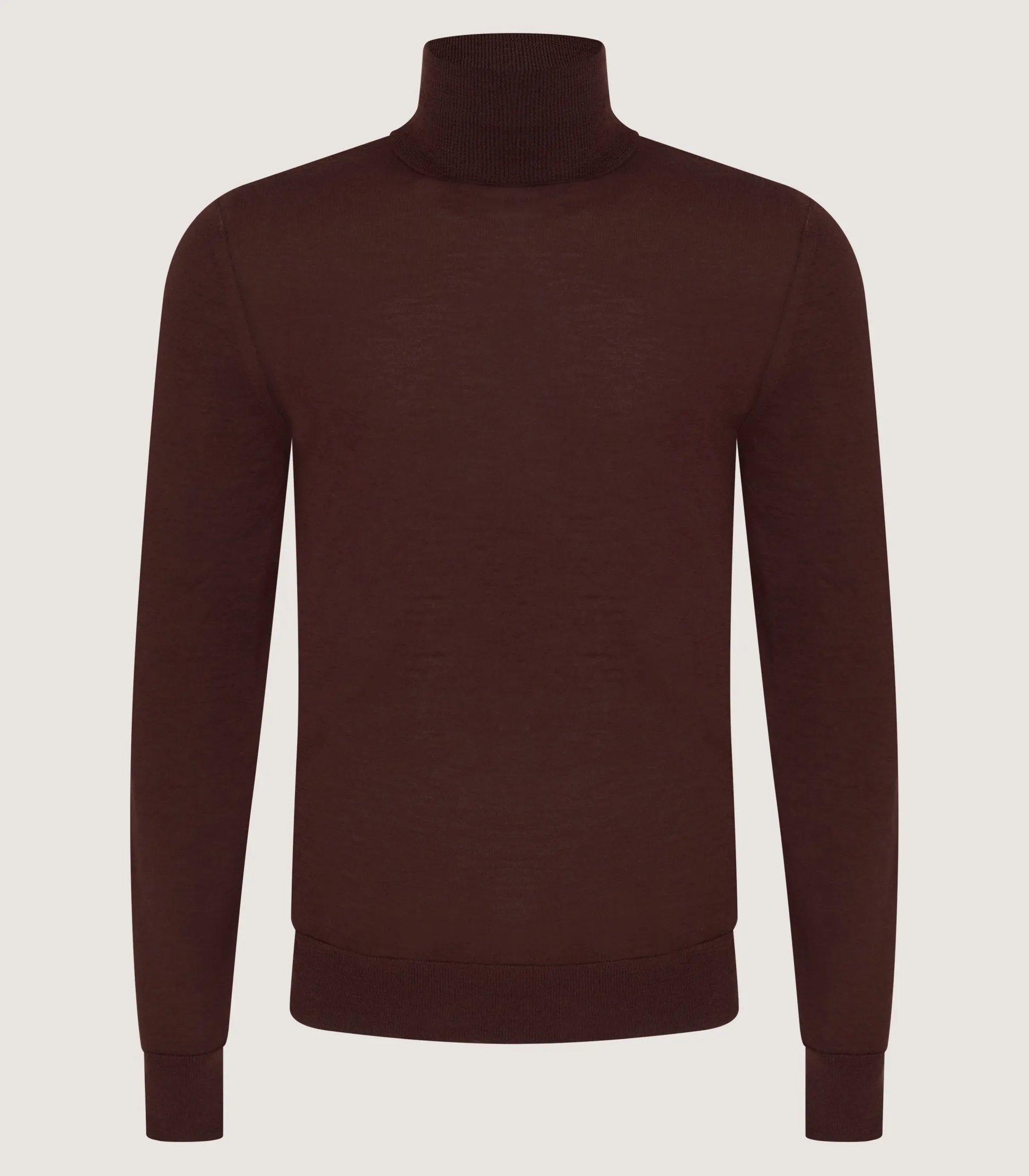 Men's Extra Fine Worsted Cashmere Seamless Turtleneck In Dark Umber