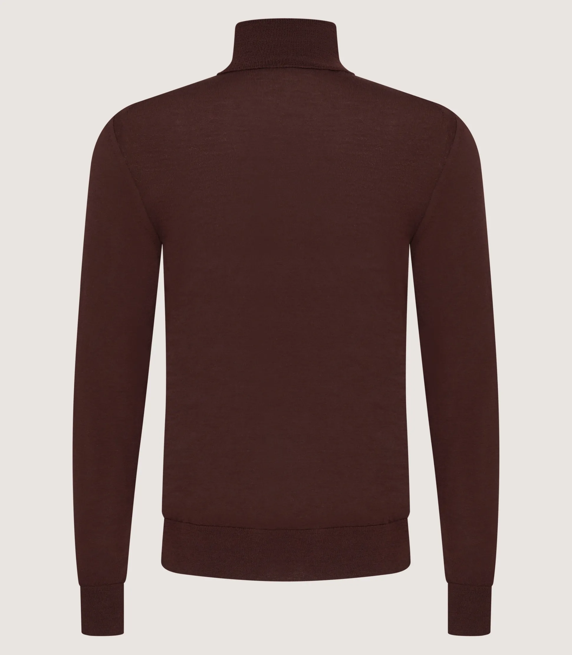 Men's Extra Fine Worsted Cashmere Seamless Turtleneck In Dark Umber
