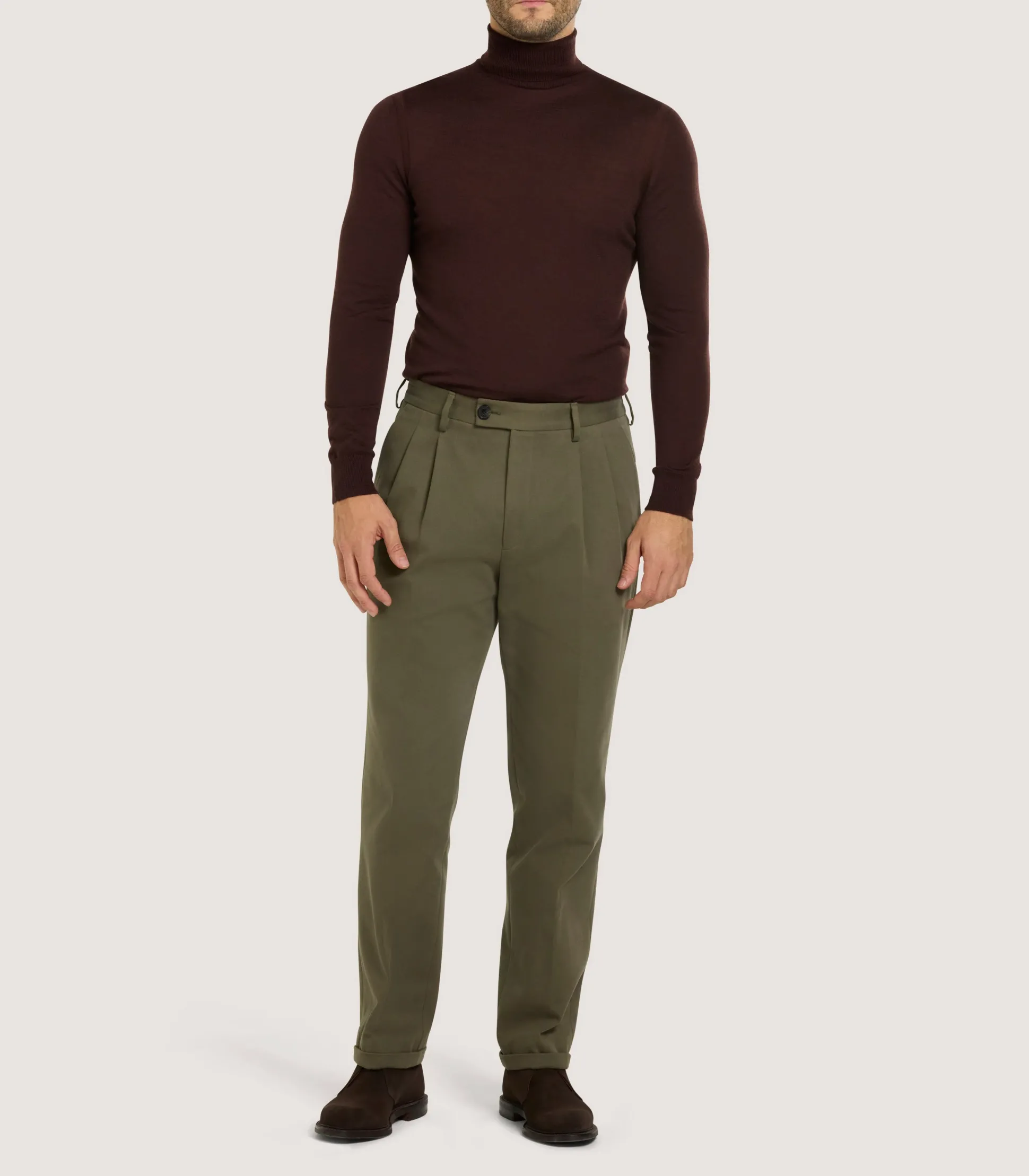 Men's Extra Fine Worsted Cashmere Seamless Turtleneck In Dark Umber