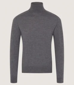 Men's Extra Fine Worsted Cashmere Seamless Turtleneck In Flannel Grey