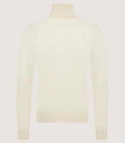 Men's Extra Fine Worsted Cashmere Seamless Turtleneck In Ivory