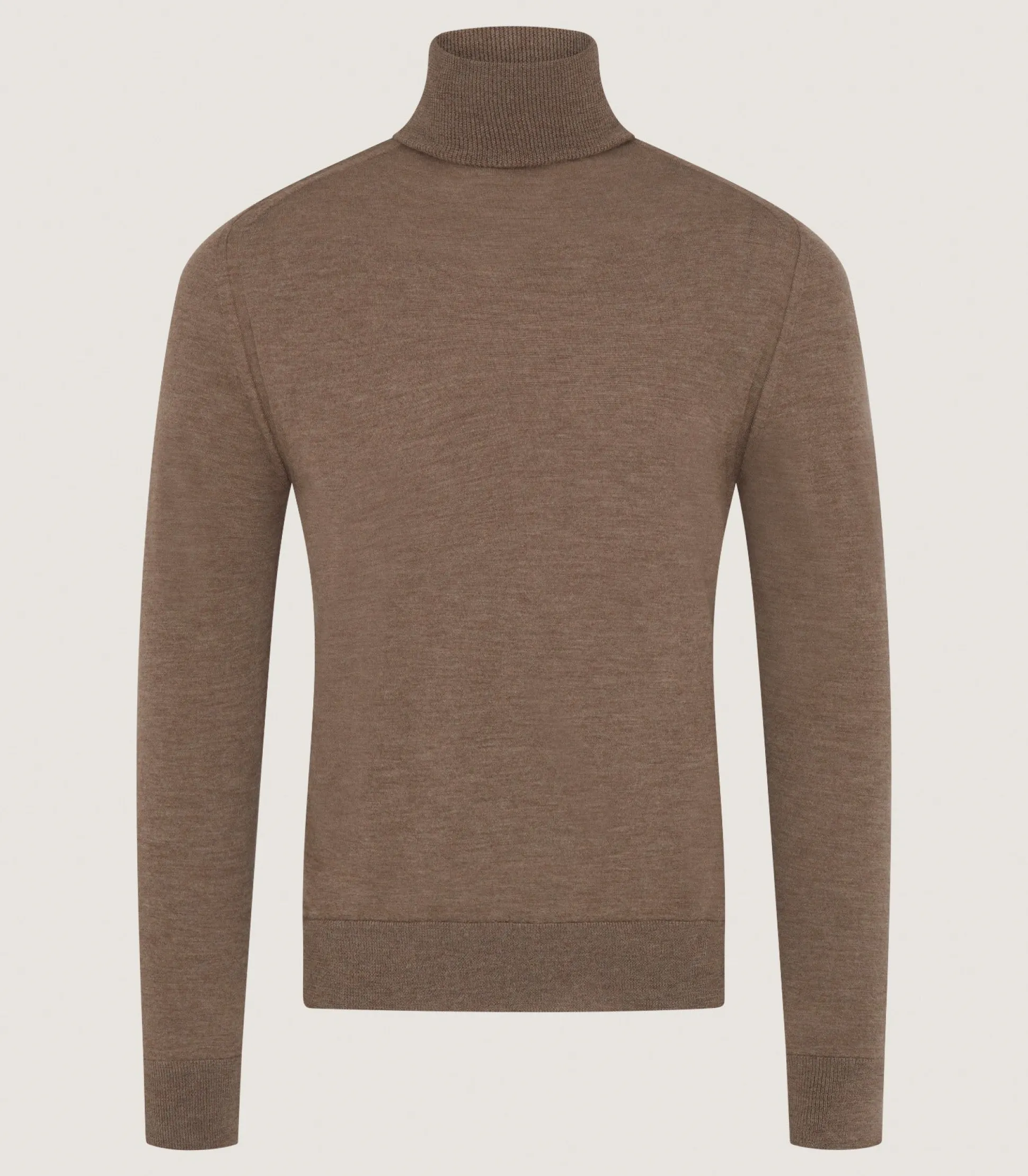 Men's Extra Fine Worsted Cashmere Seamless Turtleneck In Taupe