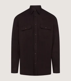 Men's Herringbone Double Pocket Shirt In Walnut