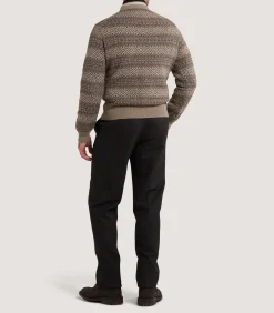 Men's Kirk Cashmere Fair Isle Crew Neck Jumper in Antler