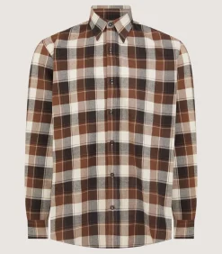 Men's Large Flannel Check Shirt in Walnut