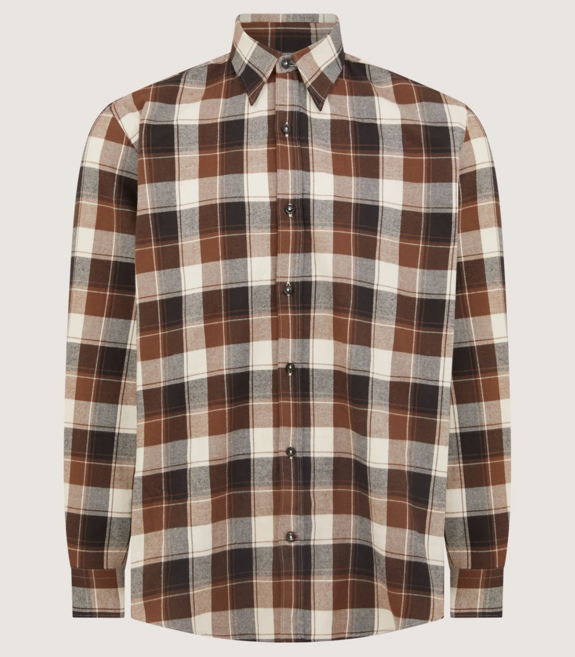 Men's Large Flannel Check Shirt in Walnut