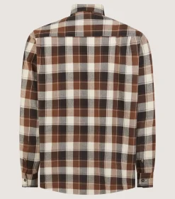 Men's Large Flannel Check Shirt in Walnut