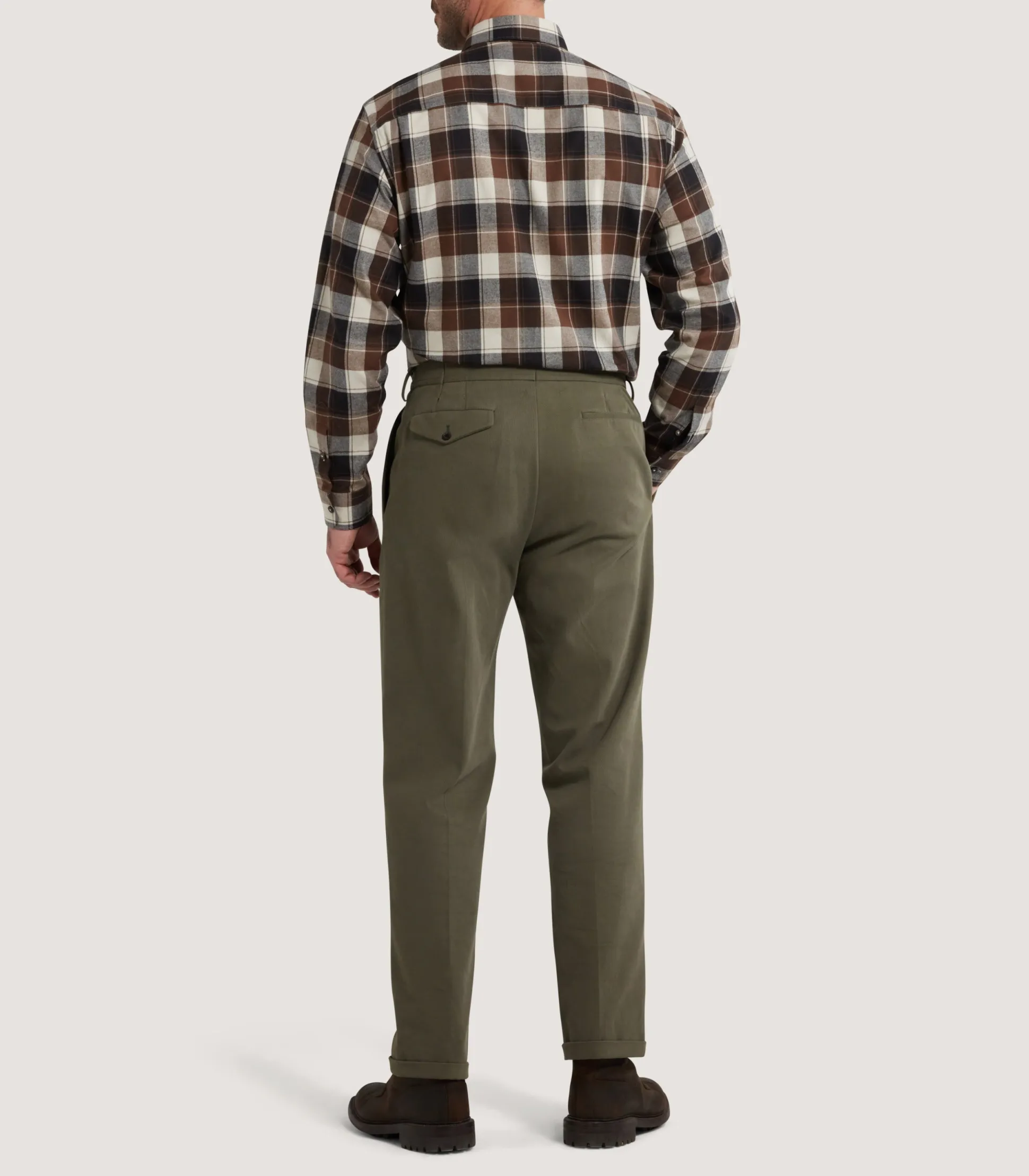Men's Large Flannel Check Shirt in Walnut