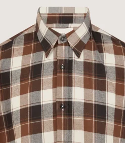 Men's Large Flannel Check Shirt in Walnut