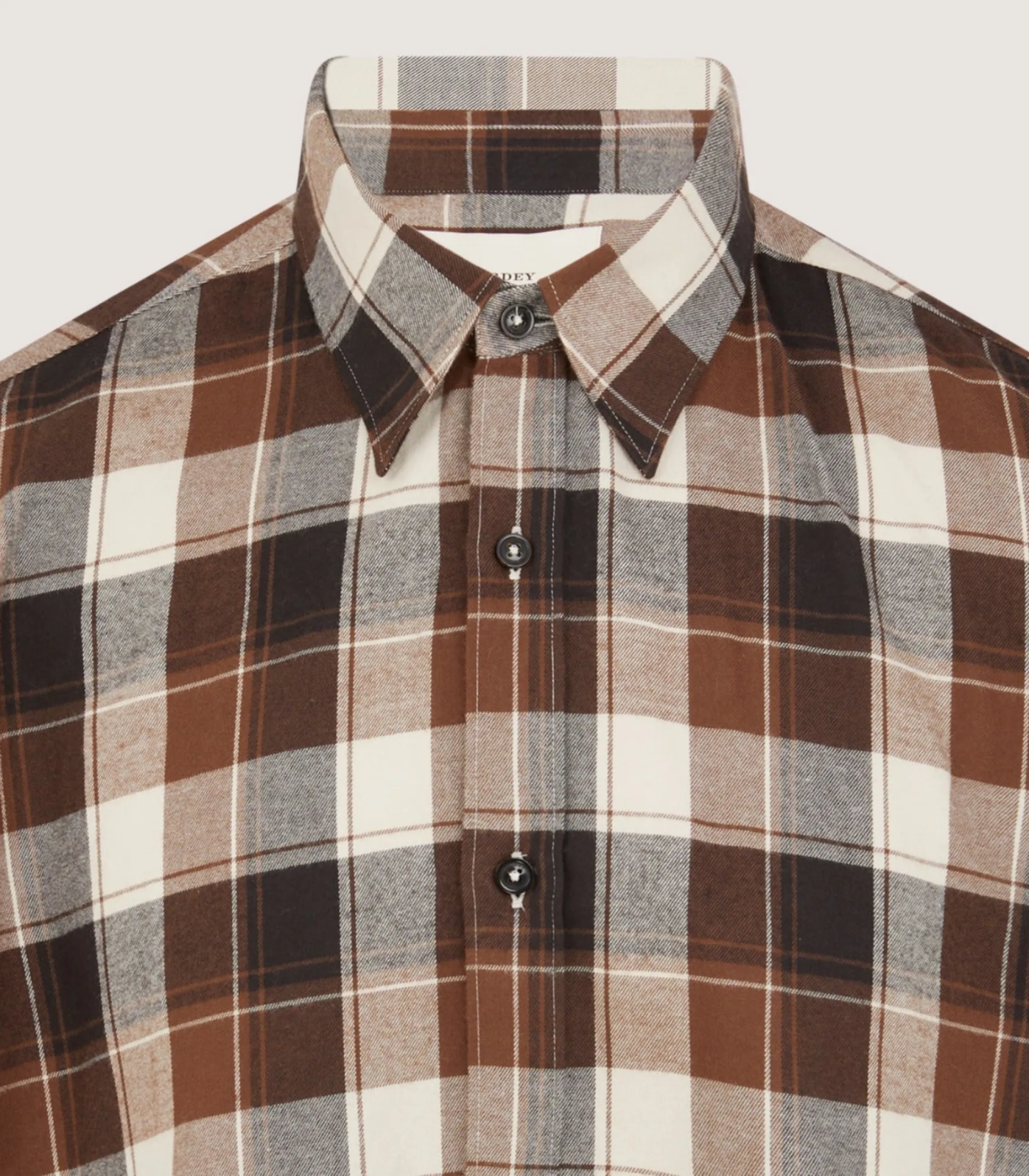 Men's Large Flannel Check Shirt in Walnut