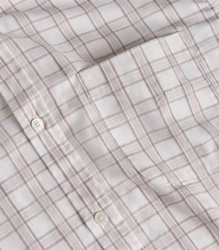 Men's Light Cotton Check Button Down Shirt In Taupe