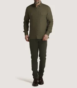 Men's Linen Selous Safari Shirt In Forest Green