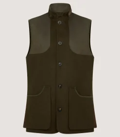 Men's Loden High Collar Sporting Vest in Loden