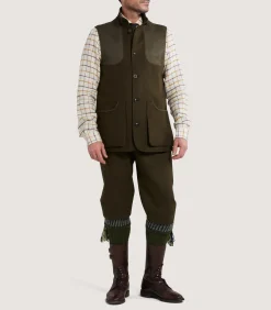 Men's Loden High Collar Sporting Vest in Loden
