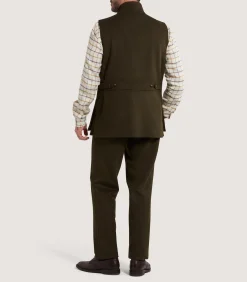 Men's Loden High Collar Sporting Vest in Loden