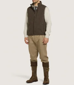 Men's Merino Purdey Fleece Gilet In Walnut