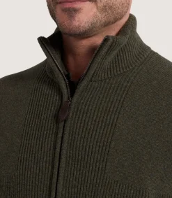 Men's Orkney Zip Front Cardigan in Loden