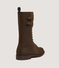 Men's Rough Out Nubuck Twin Strap Boot With Ridgeway Sole In Dark Brown