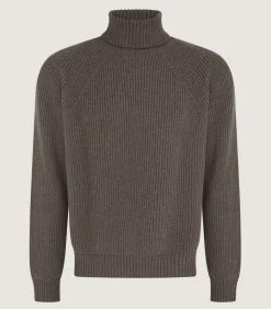 Men's St Ives Fisherman Rib Jumper in Taupe