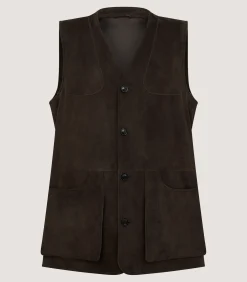 Men's Suede Sporting Vest in Walnut