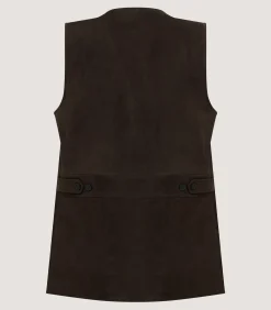 Men's Suede Sporting Vest in Walnut