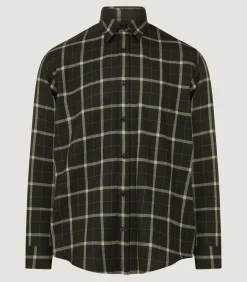 Men's Tartan Flannel Shirt in Dark Olive