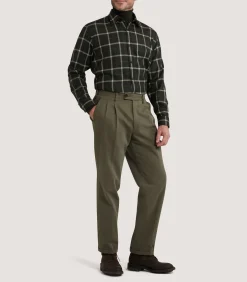 Men's Tartan Flannel Shirt in Dark Olive
