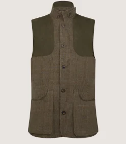 Men's Tweed High Collar Sporting Vest In Morlich