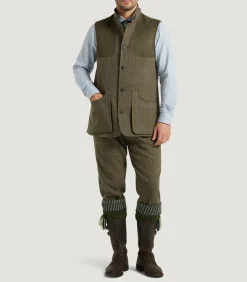Men's Tweed High Collar Sporting Vest In Morlich