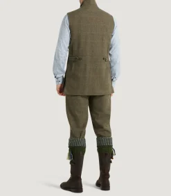 Men's Tweed High Collar Sporting Vest In Morlich