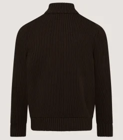 Men's York Suede Zip Front Knitted Cardigan in Chocolate